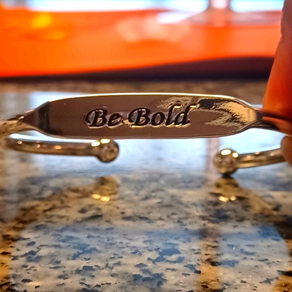 "Be Bold" Silver Motivation Cuff Bracelet